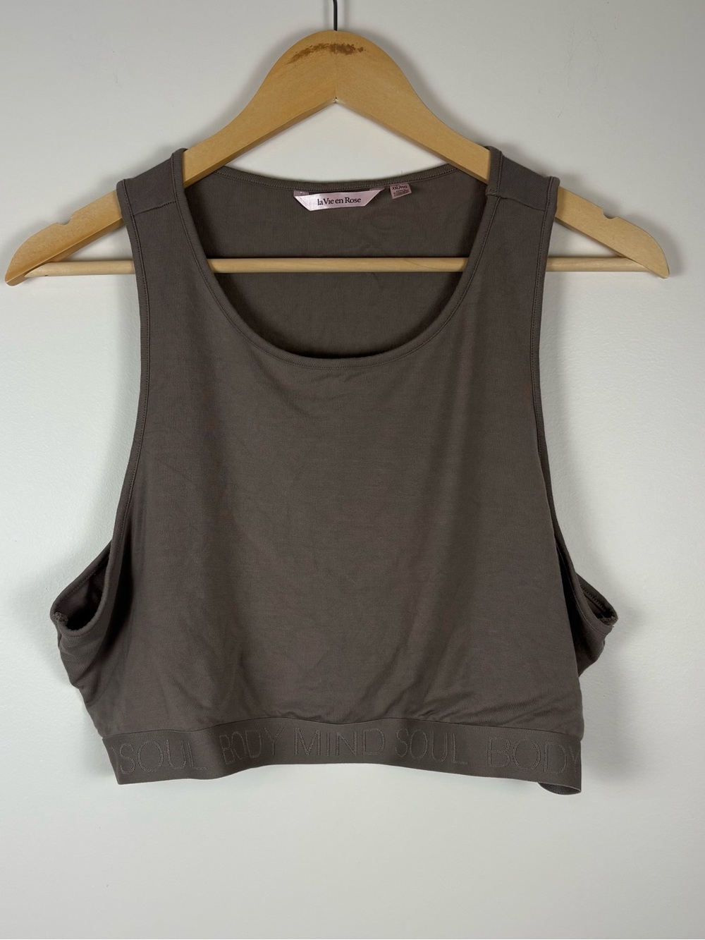 La Vie en Rose Taupe Brown Cropped Activewear Top Lounge Bra Size XXL